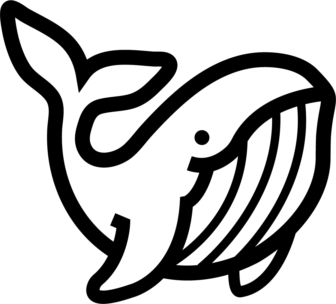 OneNine5 Logo, a black humpback whale